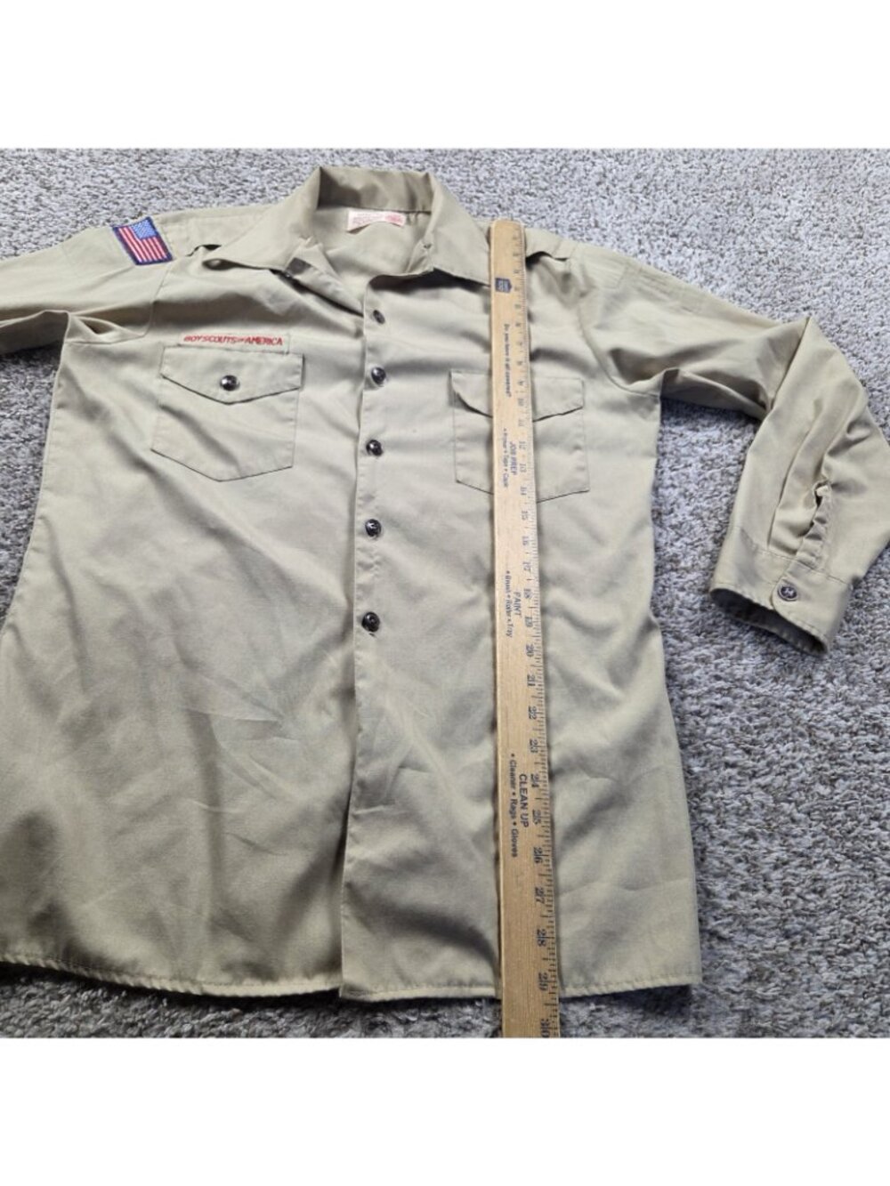 Boy Scouts of America Shirt Mens Medium Beige Button Up Long Sleeve - Picture 5 of 7